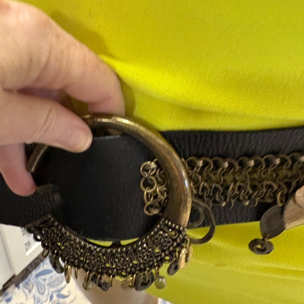 Chico's Black and Gold Ornate Festival Belt Vintage XL to XXL - Picture 2 of 8